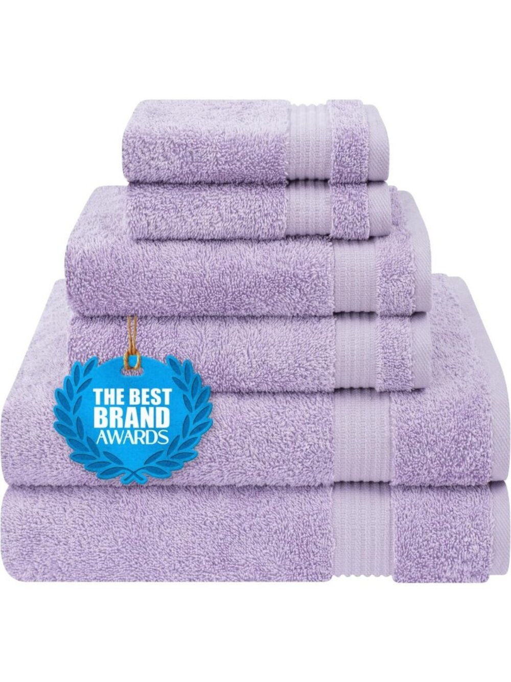 Soft Absorbent 100% Cotton Turkish Towel Set, Quick Dry, 6 Pieces, Lilac